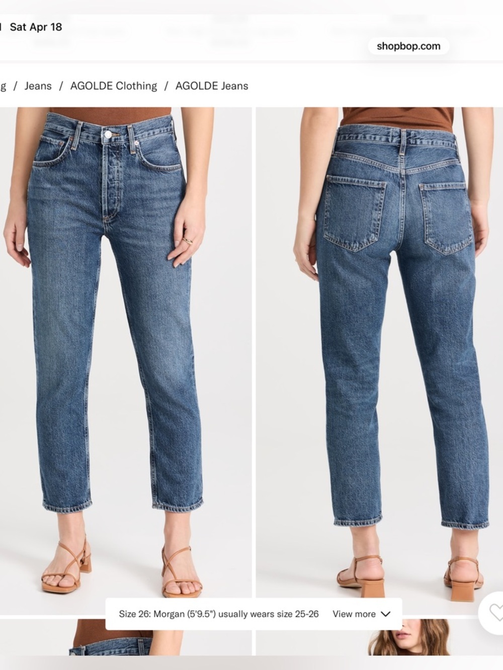 Agolde Riley high rise straight crop jean in Control wash